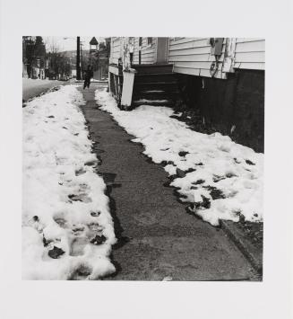 Athens, NY [snow on street, child running]